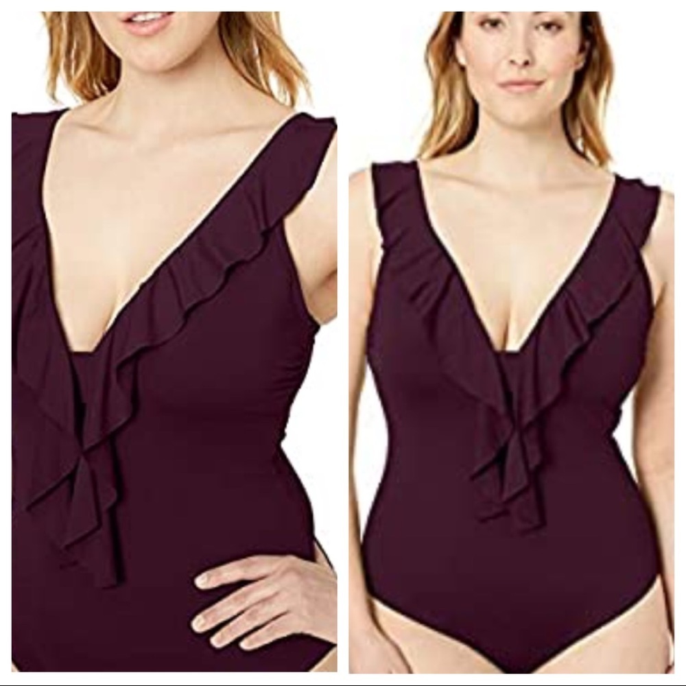NWT! Becca Plus Size Color Code Ruffled One Piece - Picture 2 of 5